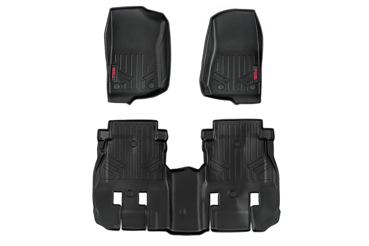 Jeep Wrangler Unlimited Floor Mats - Front + Rear - Rough Country - Floor Armor - '18-'25